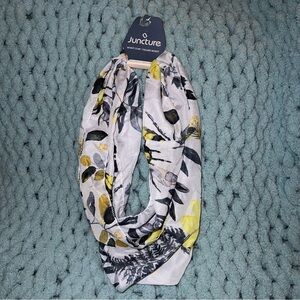 Juncture Floral Print Infinity Scarf - White and Yellow